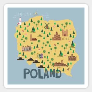 Poland Illustrated Map Magnet